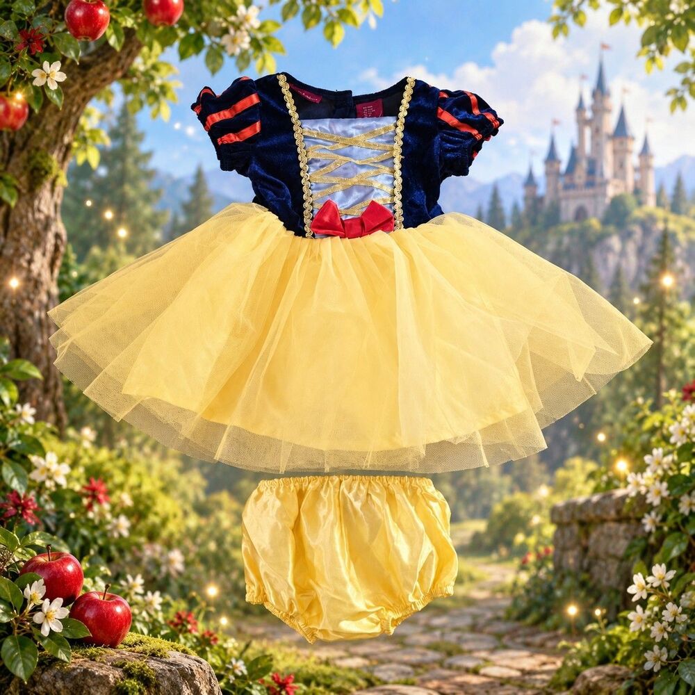 Baby Snow White Princess Costume 12 Months Dress Bloomers 2 Pc Fairy Tale C135